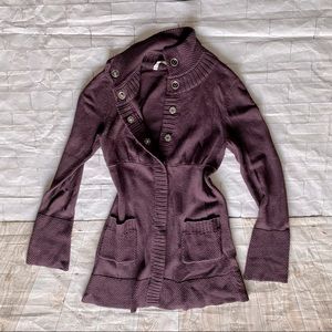 Athleta purple eggplant snap front sweater XS